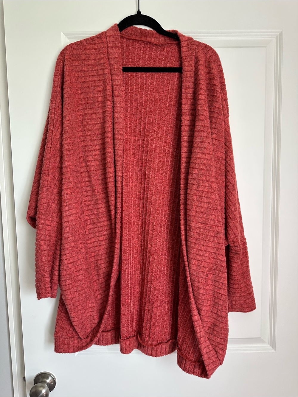 Source Unknown Coral Ribbed Open-Front Cardigan